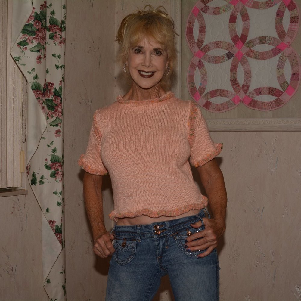 hand knit peachy sweater